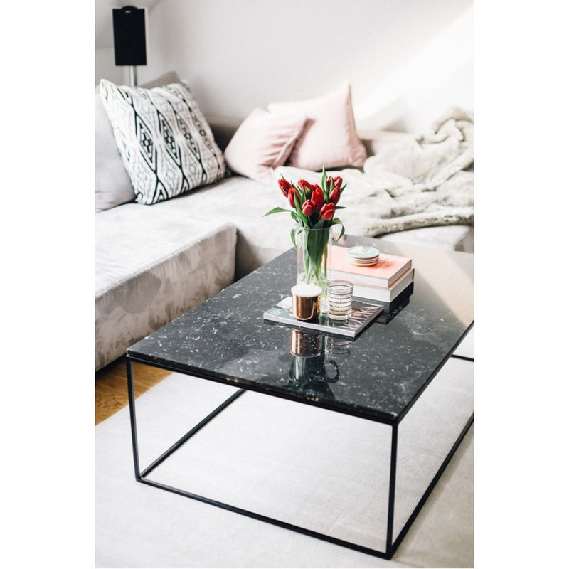 Black marble coffee table set sale