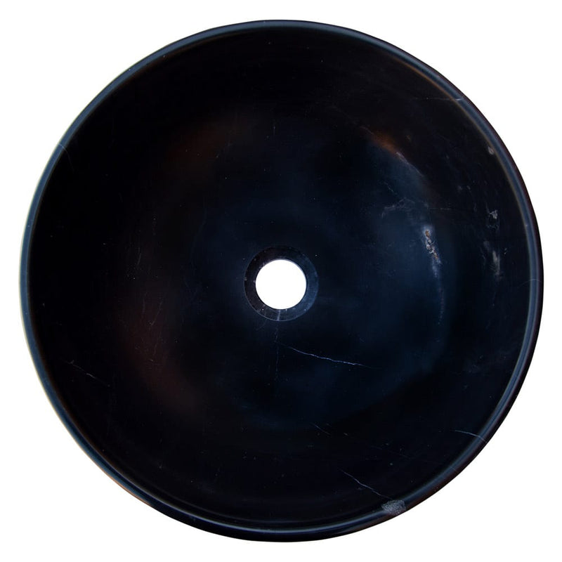 Toros Black Natural Stone Marble Above Vanity Bathroom Sink Semi-Polished (D)16" (H)6" top view