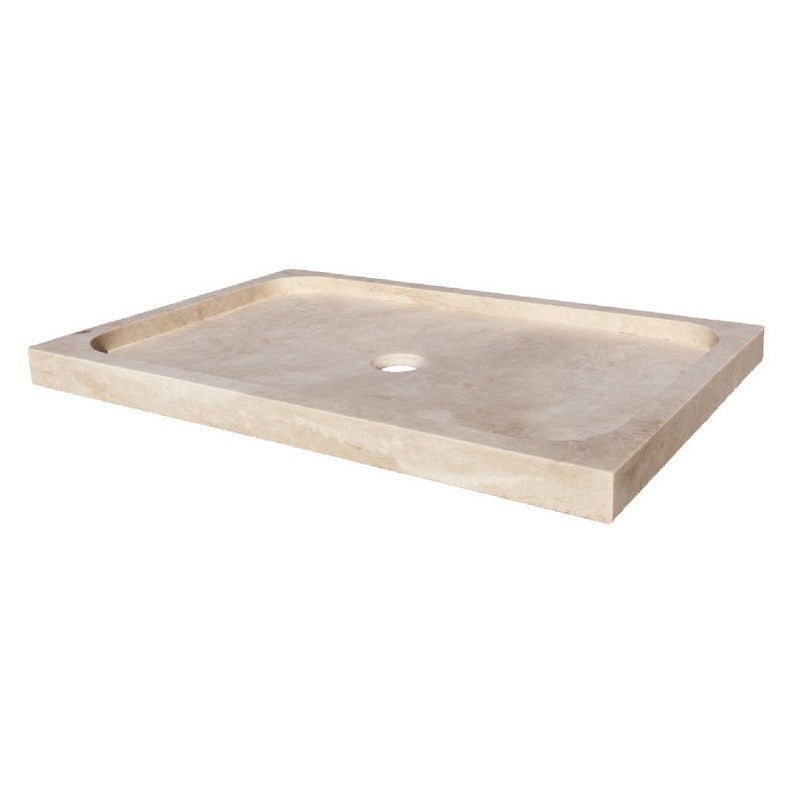 Troia Light Travertine Rectangular Shower Base Hand-carved from Solid Block (W)32" (L)48" (H)3" product shot