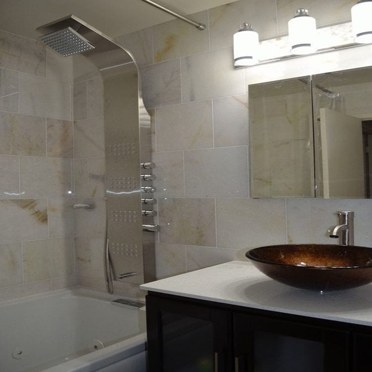 Troya Marble Tile Giallo Bianco White 12x12 Polished Bathroom