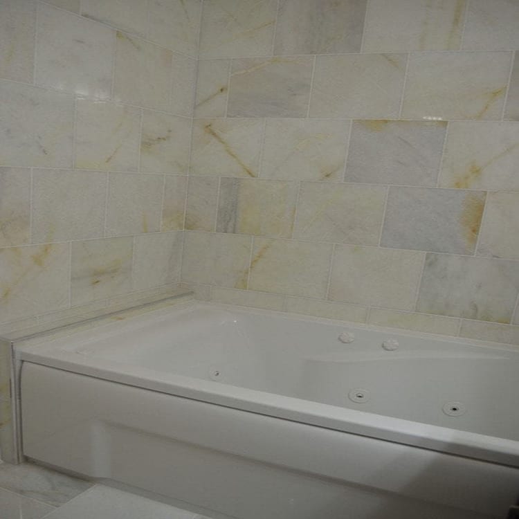 Troya Marble Tile Giallo Bianco White 12x12 Polished Bathtub