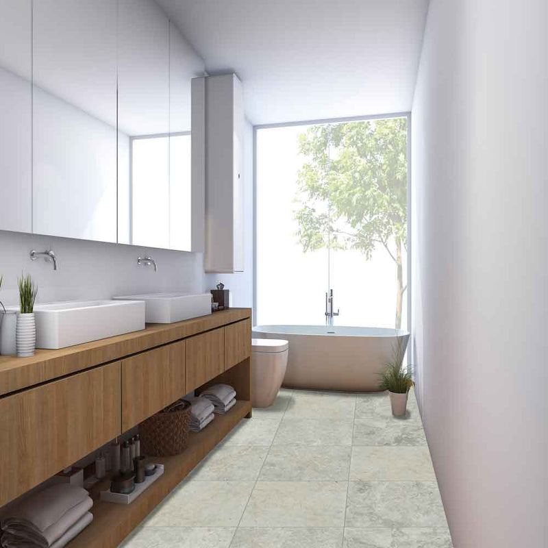 Tundra gray 12 in x 12 in polished marble floor and wall tile TTUNGRY1212P product shot bathroom view