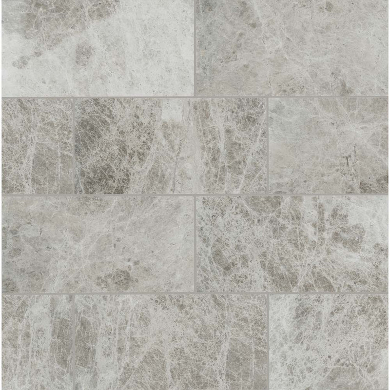 Tundra gray 12 x 24 polished marble floor and wall tile TTUNGRY1224P product shot multiple tiles top view