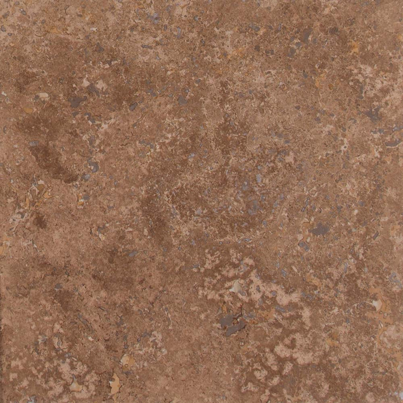Tusany walnut 12 x 12 honed  filled travertine floor and wall tile TTWAL1212HF product shot one tile top view
