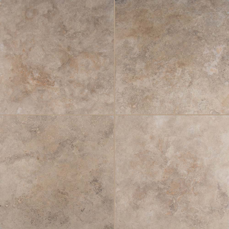 Tusany walnut 18 x 18 honed  filled travertine floor and wall tile TTWAL1818HF product shot multiple tiles top view