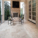 Tuscany beige pattern honed unfilled brushed travertine floor and wall tile TTBEIG-PAT-HUCB product shot outdoor view