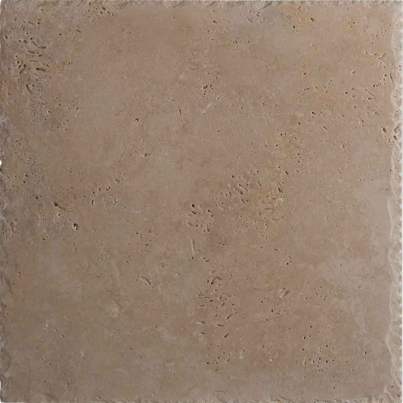 Tuscany beige pattern honed unfilled chipped travertine floor and wall tile TTBEIG PAT HUFC product shot wall view