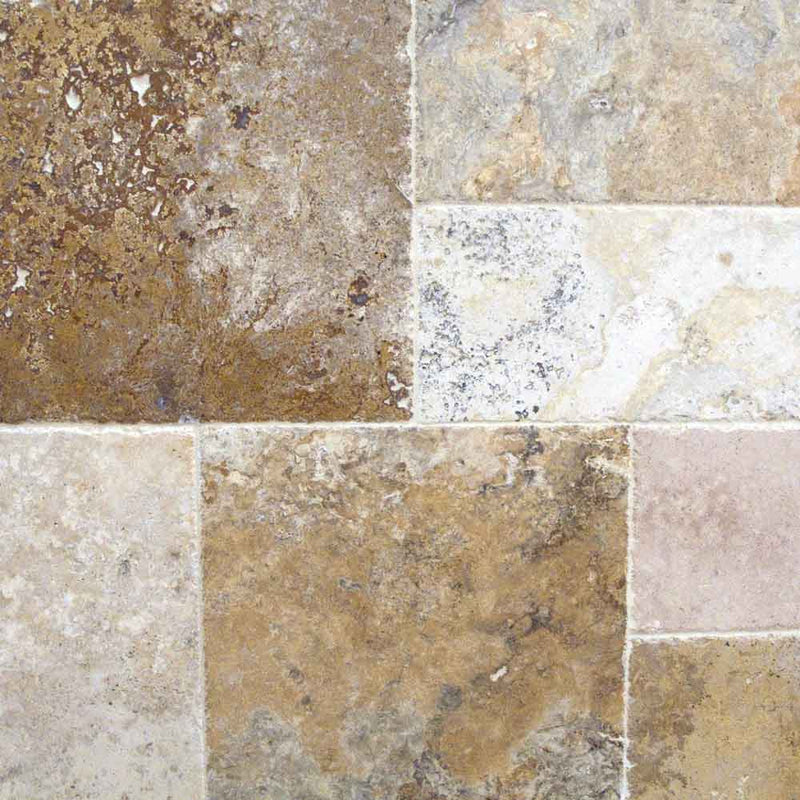 Tuscany porcini pattern honed unfilled chipped travertine floor and wall tile TTPOR-PAT-HUFC product shot wall view