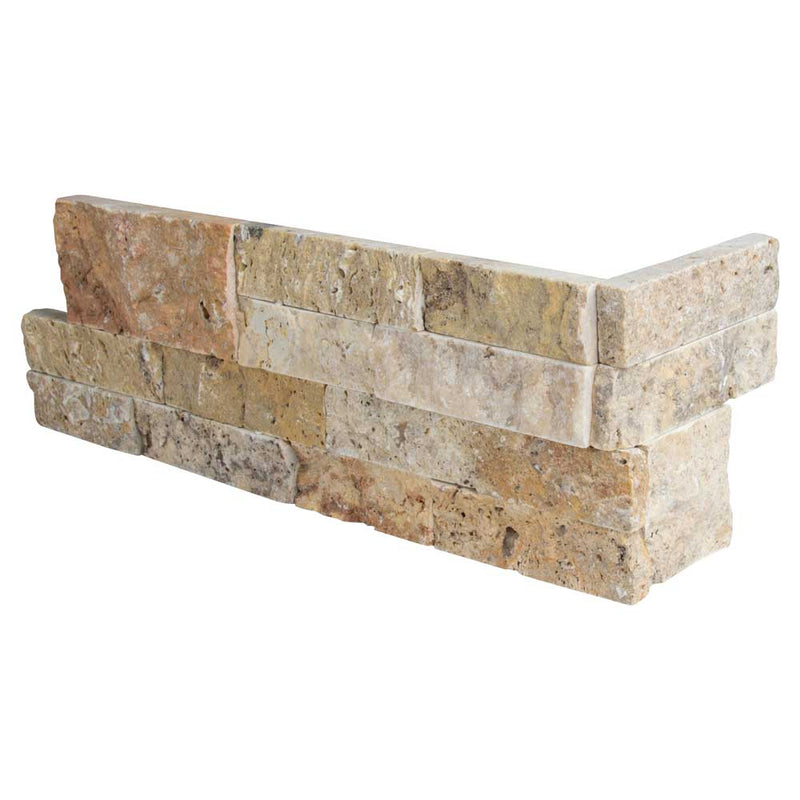 Tuscany-scabas-splitface-ledger-corner-6X18-natural-travertine-wall-tile-LPNLTSCA618COR-product-shot-multiple-tiles-close-up-view