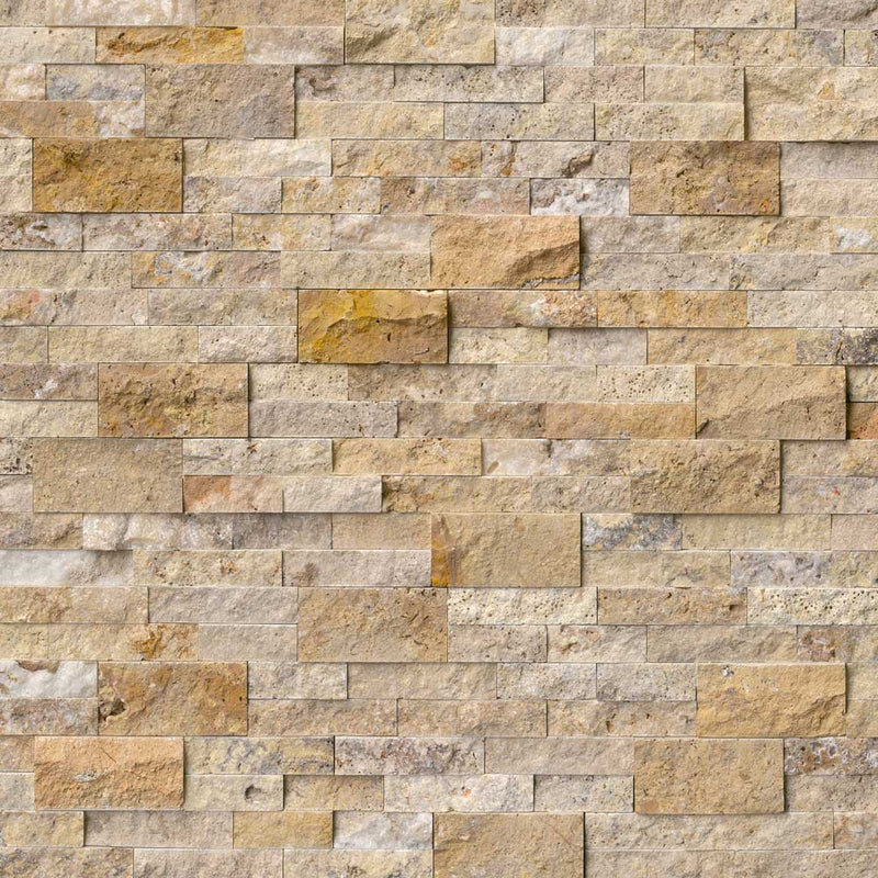 Tuscany-scabas-splitface-ledger-corner-6X18-natural-travertine-wall-tile-LPNLTSCA618COR-product-shot-multiple-tiles-top-view