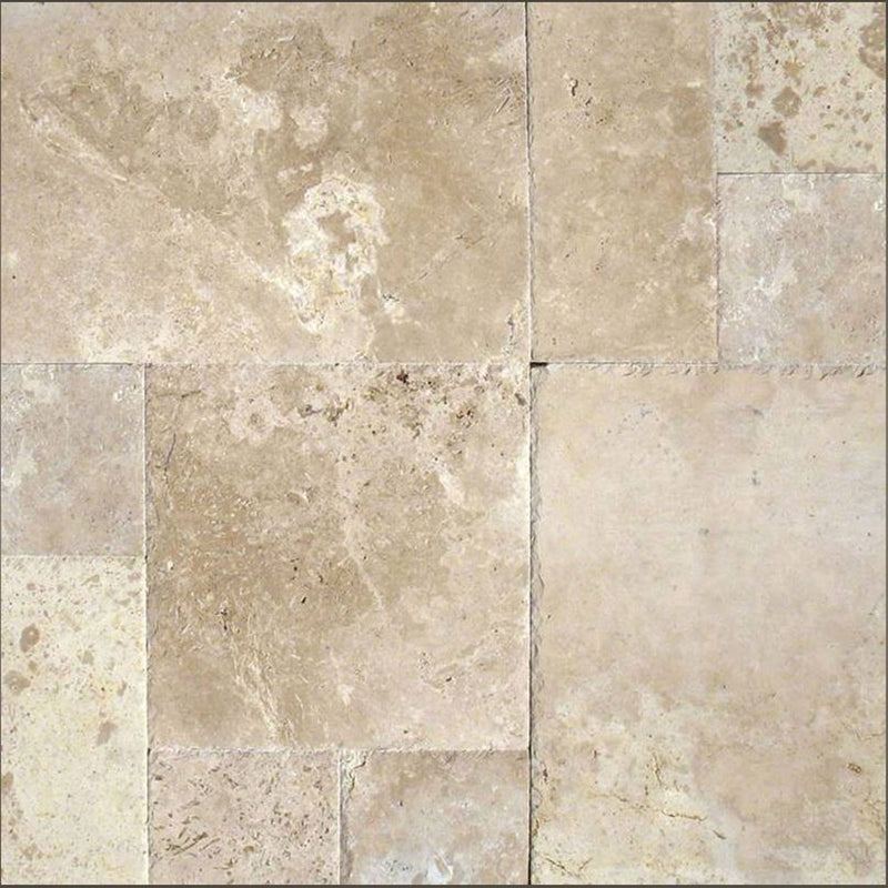 Tuscany storm pattern tumbled travertine floor and wall tile TTSTRM-PAT-HUCB product shot wall view