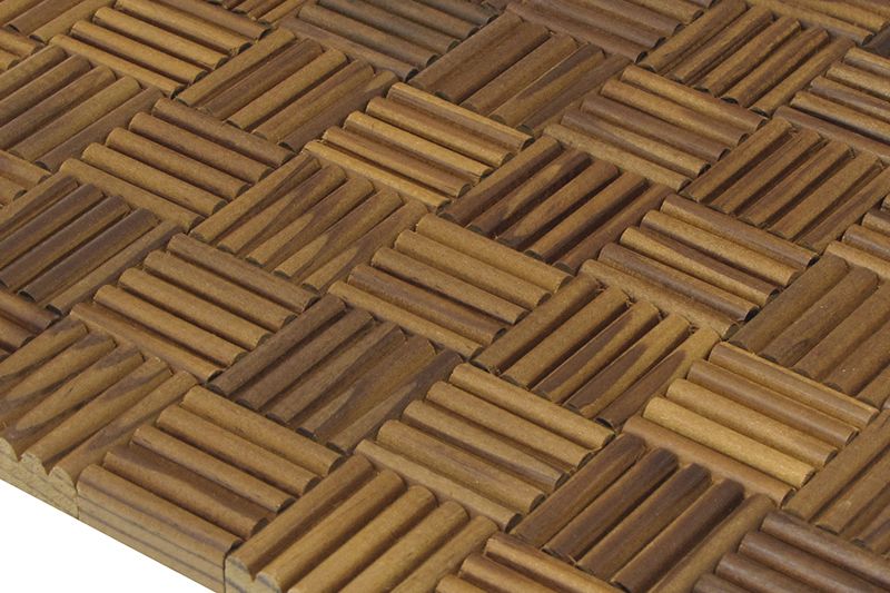 US Pine Madlen Thermowood Mesh-mounted Mosaic Wall Tile angle view