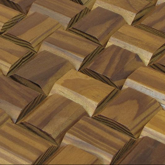 US Pine Pyramid Thermowood Mesh-mounted Mosaic Wall Tile 986005 angle view