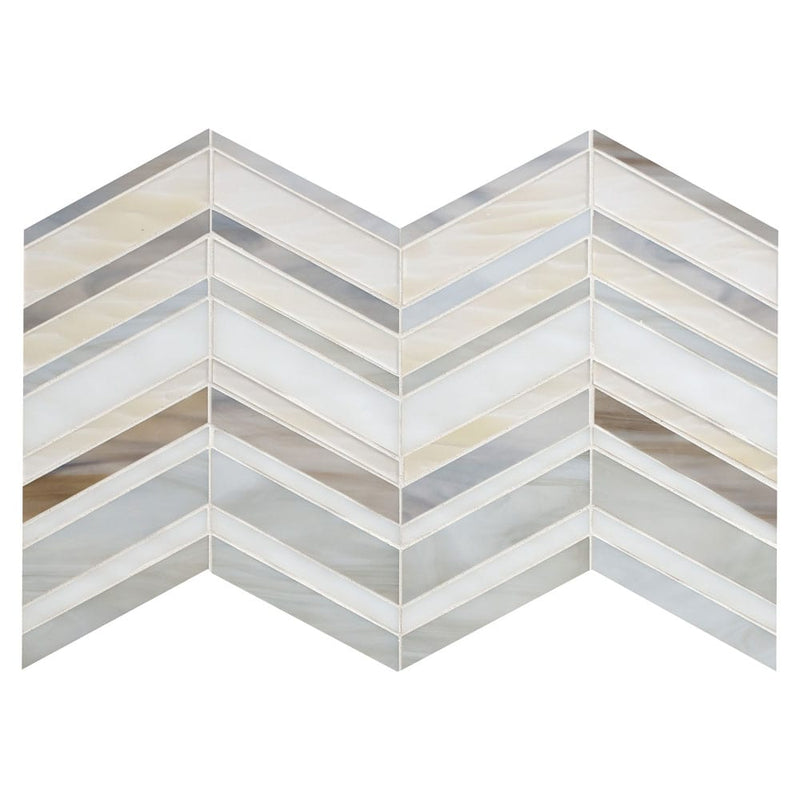 Urban wave greige 9"x15.6" film face glass mosaic wall tile SMOT-GLSB-URWAGRE3MM product shot one tile top view 2