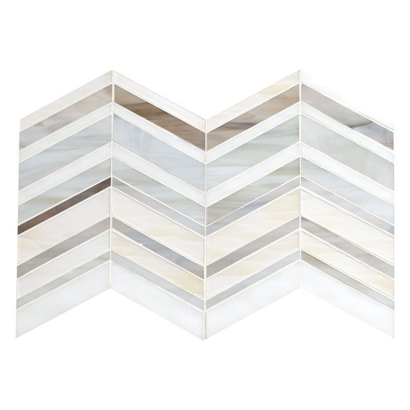 Urban wave greige 9"x15.6" film face glass mosaic wall tile SMOT-GLSB-URWAGRE3MM product shot one tile top view