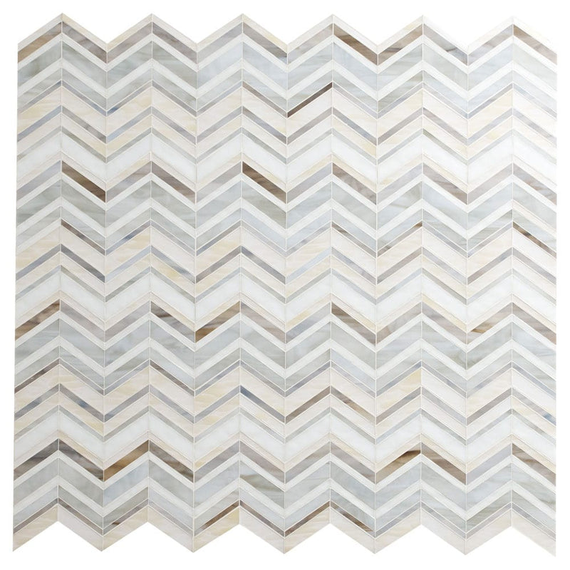Urban wave greige 9"x15.6" film face glass mosaic wall tile SMOT-GLSB-URWAGRE3MM product shot wall view