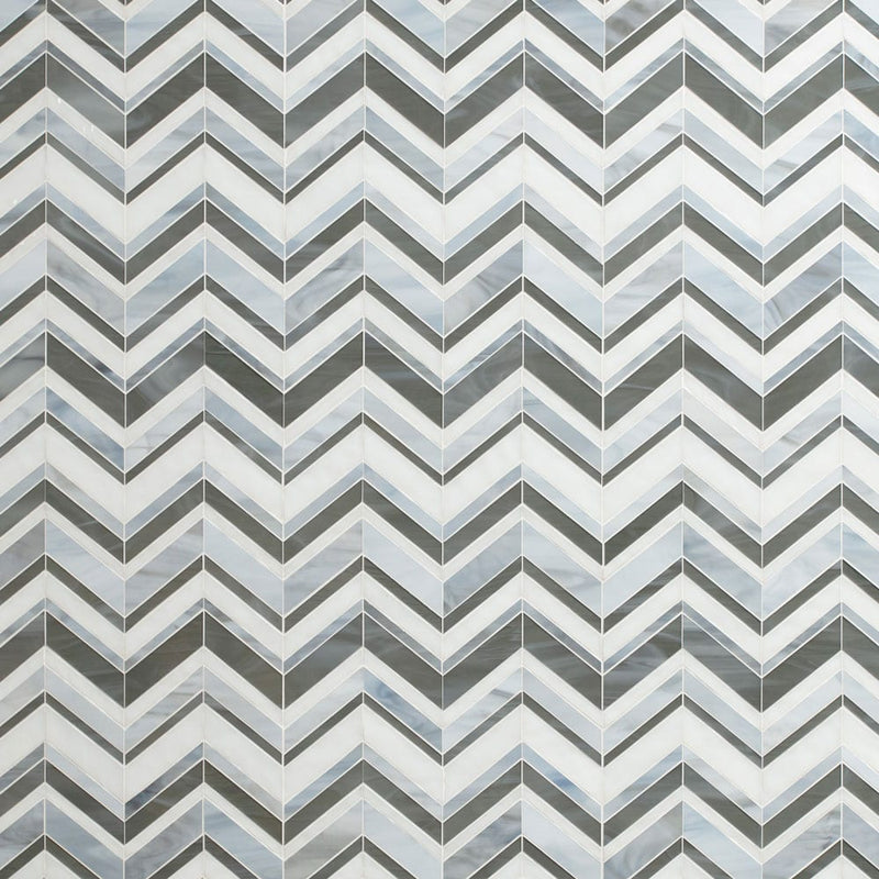 Urban wave lapis 9" x 15.6" film face glass mosaic wall tile SMOT-GLSB-URWALAP3MM product shot wall view