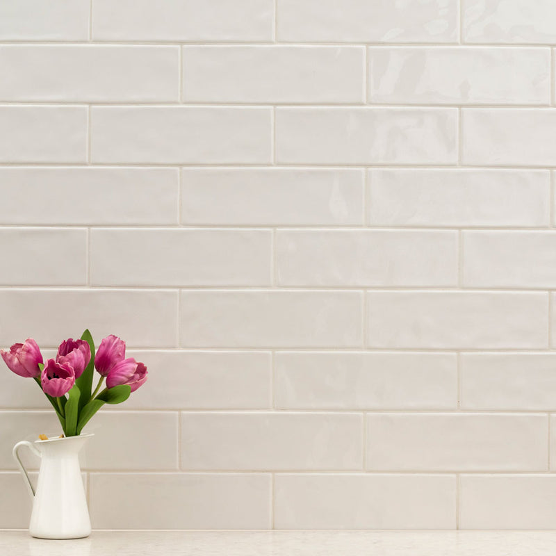 Urbano crema ceramic white subway tile 4x12 glossy  msi collection NURBCRE4X12 product shot table view