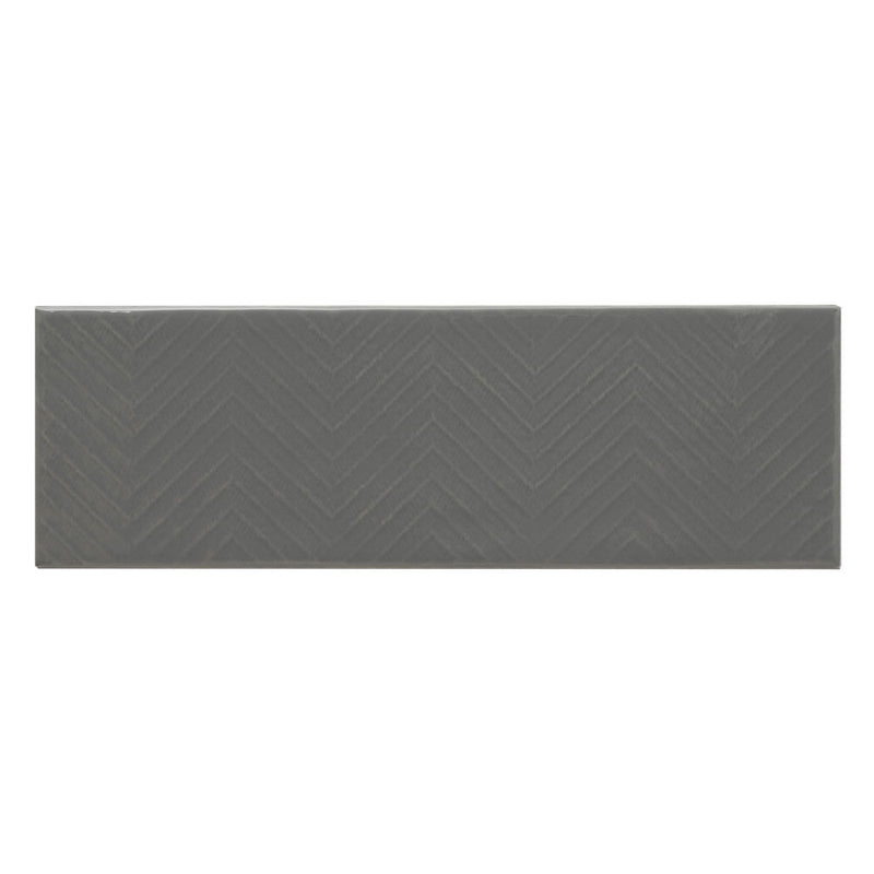 Urbano graphite 3d mix ceramic gray textured subway tile 4x12 glossy NURBGRAMIX4X12 product shot tile view
