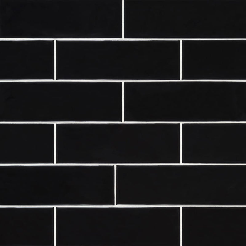 Urbano ink 4x12 glossy ceramic white subway tile product shot passage wall view