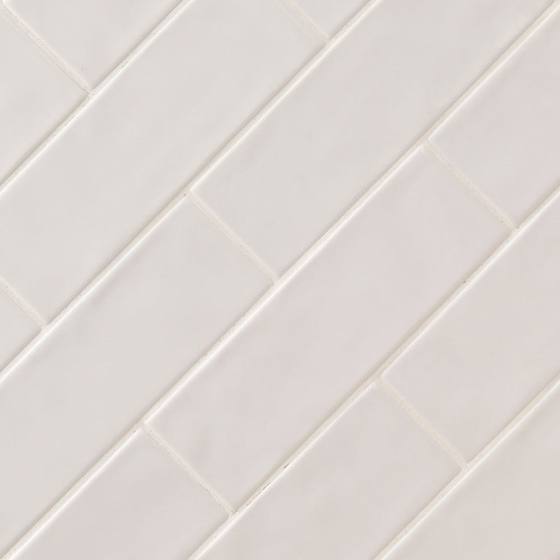 Urbano pure ceramic white subway tile 4x12 glossy  msi collection NURBPUR4X12 product shot angle view