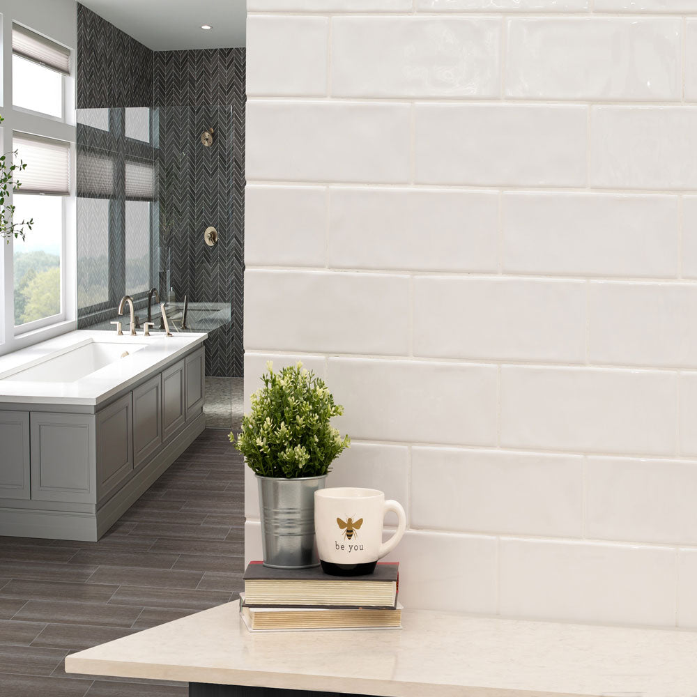 MSI Urbano Pure Ceramic White Subway Tile 4"x12" Glossy