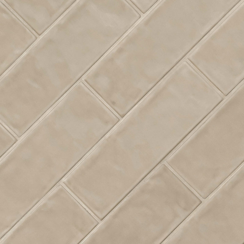 Urbano warm concrete ceramic gray subway tile 4x12 glossy  NURBWARCON4X12 product shot angle view