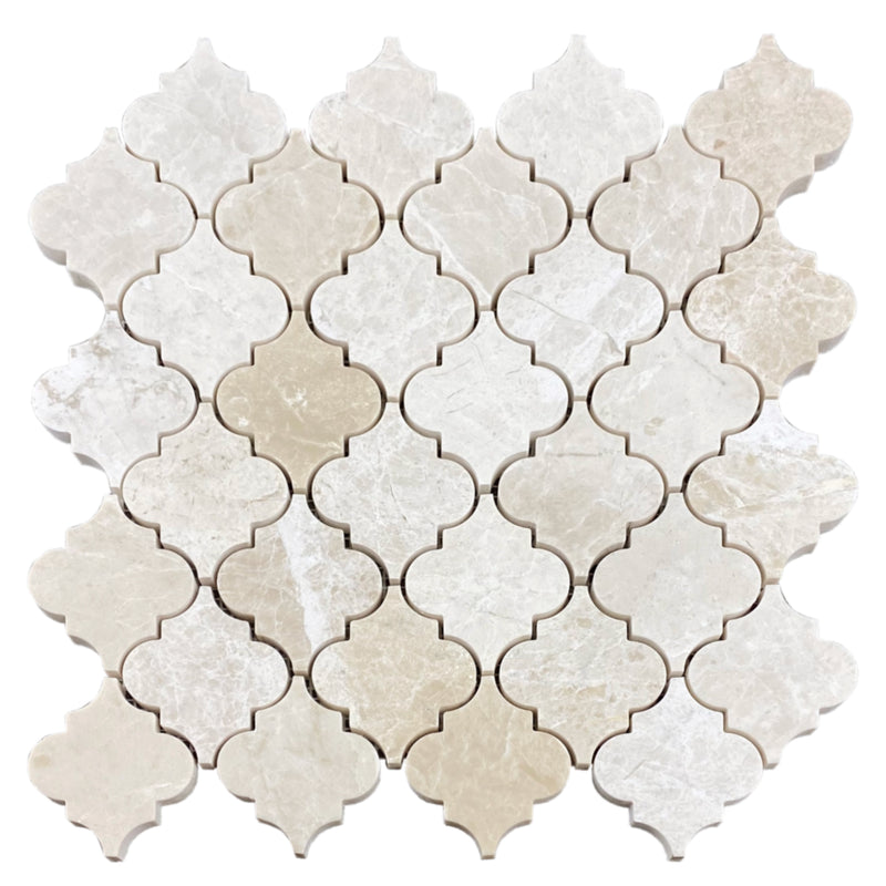 Vanilla beige marble mosaic tile casablanca on 12x12 mesh honed top product shot