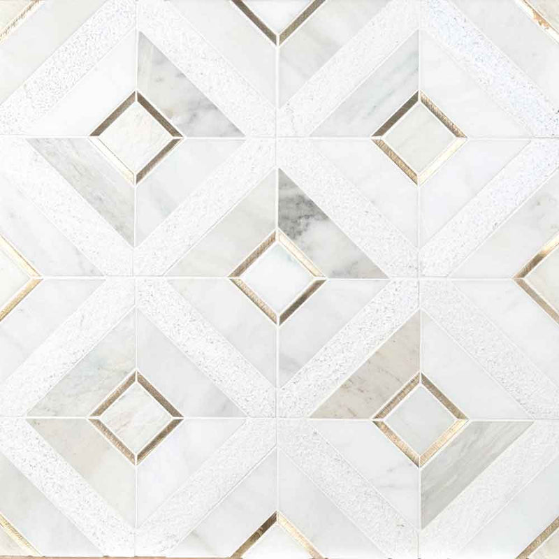 Verona gold pattern 1185x1185 multi surface mesh mounted mosaic tile SMOT-SMTL-VERGOL8MM product shot angle view