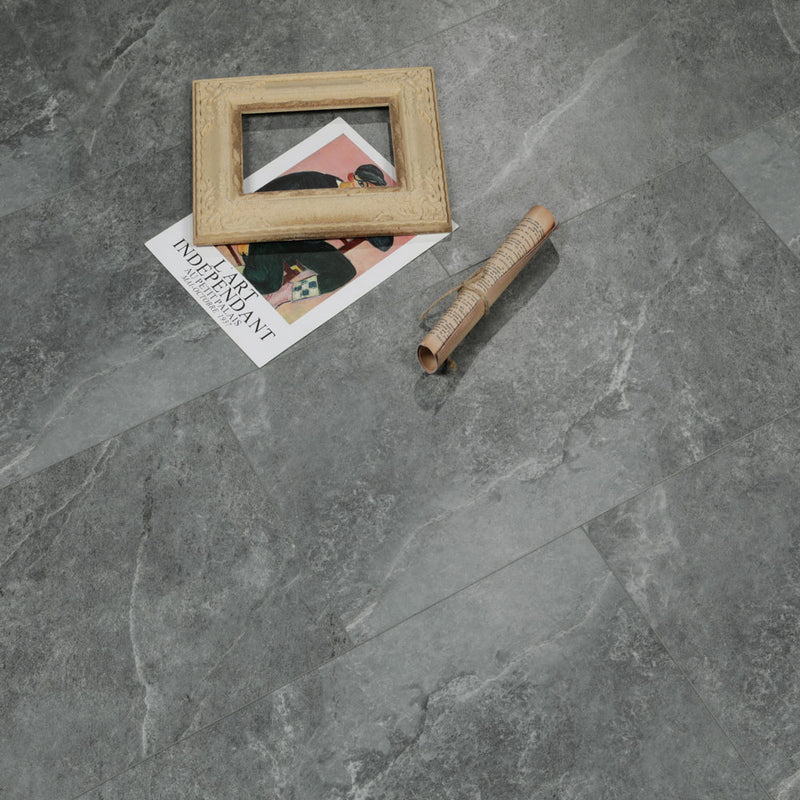 Vinyl planks spc rigid core lvt  slate grey 5.2mm thickness 20mil super protect wearlayer preattached premium pad 1520314-VH product shot top view 8