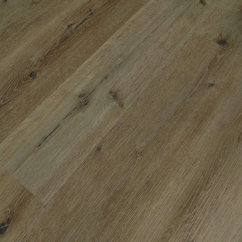 Vinyl planks spc rigid core lvt champagne oak 5mm thickness 20mil super protect wearlayer preattached premium pad 1520325-VH product shot angle view