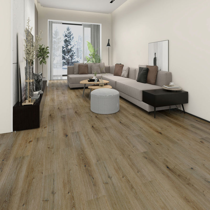Vinyl planks spc rigid core lvt champagne oak 5mm thickness 20mil super protect wearlayer preattached premium pad 1520325-VH product shot living room view