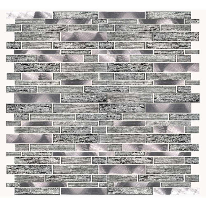 Volcanic luxe interlocking 11.61X11.73 glass metal mesh mounted mosaic tile SMOT-GLSMTIL-VOLLX8MM product shot multiple tiles top view