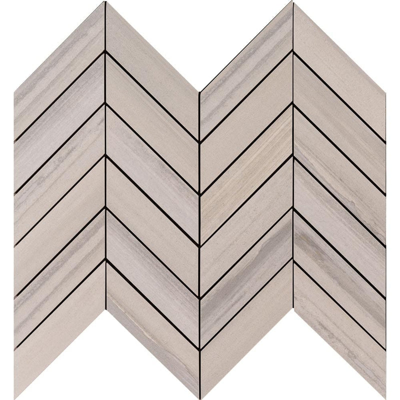Water color grigio 12x15 glazed porcelain mesh mounted mosaic tile NWATGRICHE12X15 product shot one tile top view