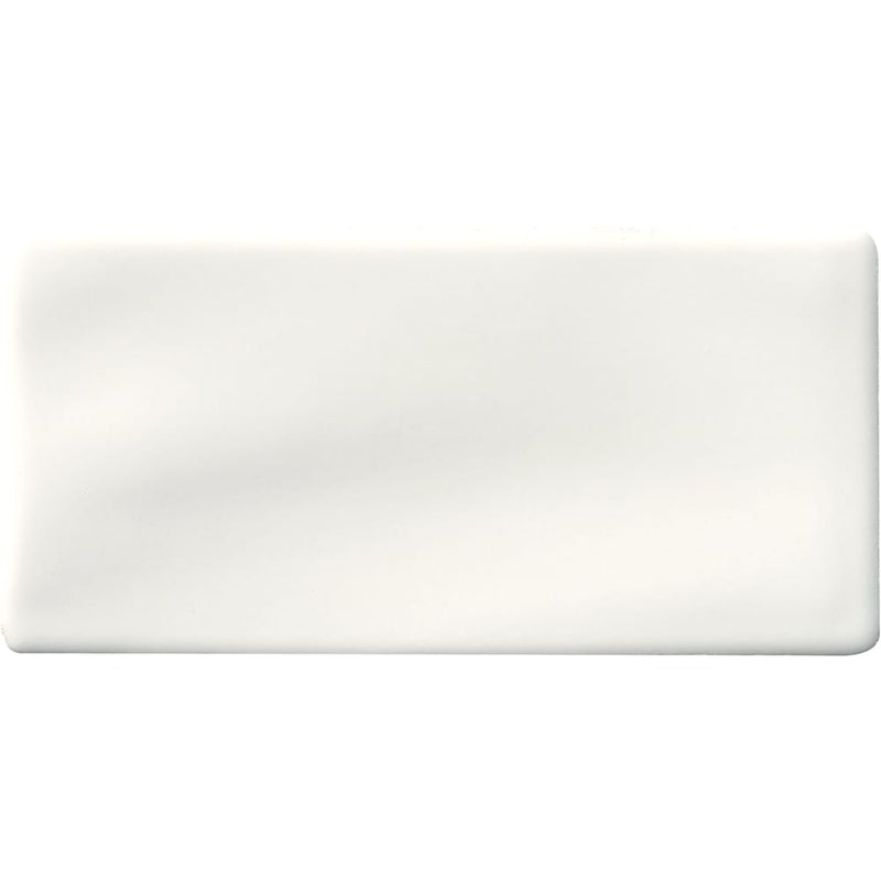 Whisper handcrafted 3X6 glossy ceramic white handmade subway tile SMOT-PT-WW36 product shot single tile top view