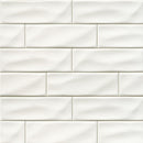 Whisper white handcrafted 4X12 matte ceramic wall tile SMOT-PT-WW412 product shot multiple tiles wall view