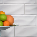 Whisper white handcrafted 4X12 matte ceramic wall tile SMOT-PT-WW412 product shot room closeup view