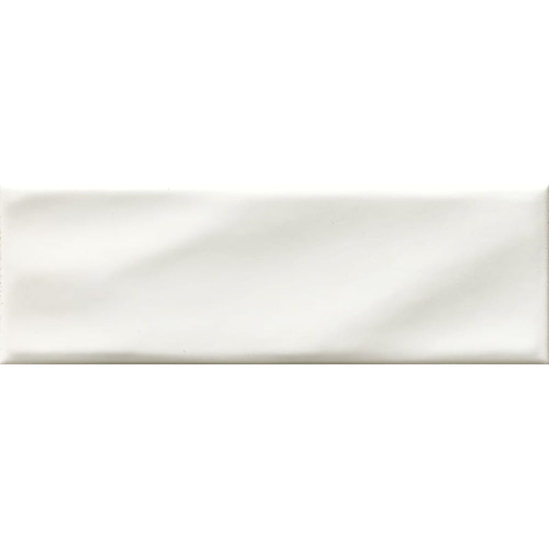 Whisper white handcrafted 4X12 matte ceramic wall tile SMOT-PT-WW412 product shot single tile top view