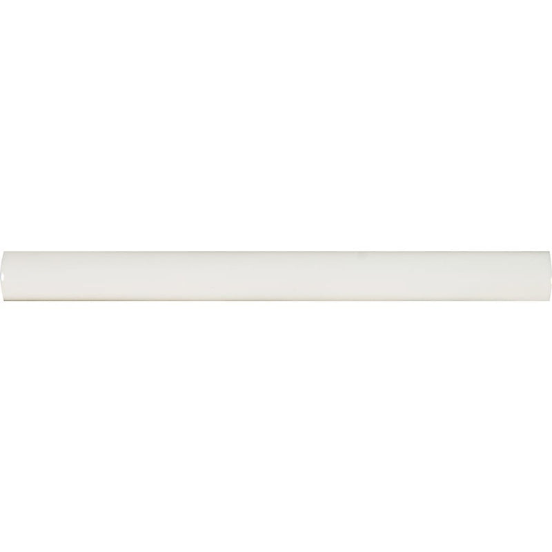 Whisper white quarter round molding 0.625X6 glossy ceramic floor and wall tile SMOT-PT-QTRRD-WW5/8X6 product shot top view