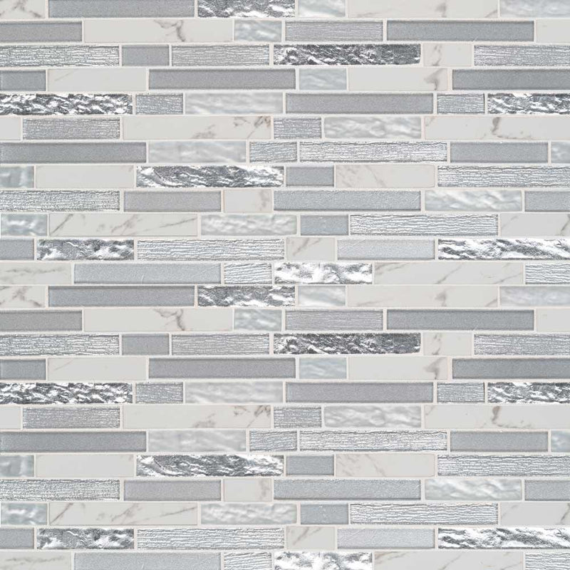 Whistler ice interlocking 11.81X12 glass mesh mounted mosaic tile SMOT-GLSPIL-WHISTIC8MM product shot multiple tiles top view
