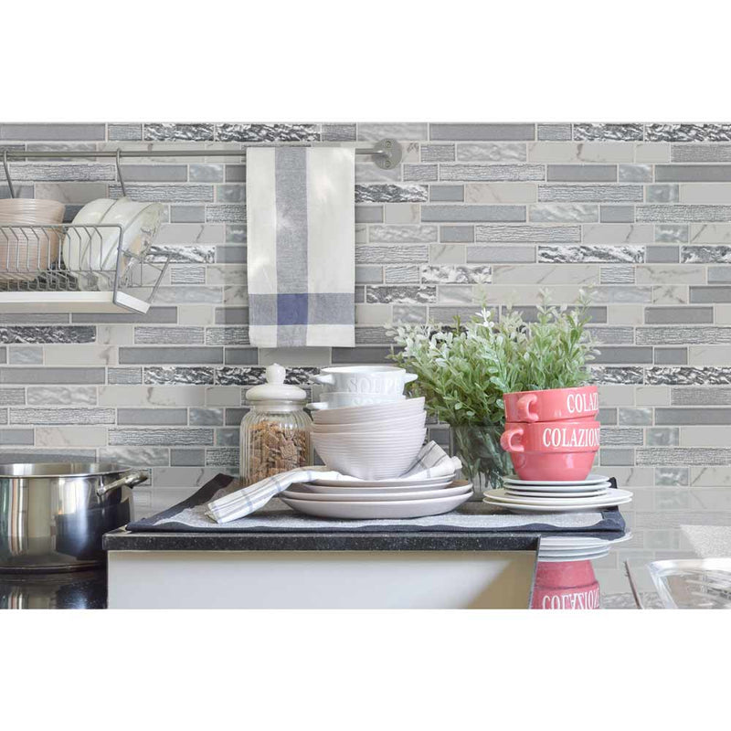Whistler ice interlocking 11.81X12 glass mesh mounted mosaic tile SMOT-GLSPIL-WHISTIC8MM product shot wall view
