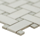 White and gray basketweave 11.81x11.81 matte porcelain  mosaic tile SMOT-PT-RETBIAGRA-BWM msi collection product shot profile view 2