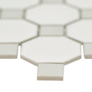 White and gray octagon 11.61x11.61 matte porcelain SMOT-PT-RETBIAGRA-2OCTM mosaic tile  msi collection product shot profile view 2