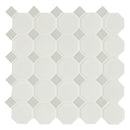 White and gray octagon 11.61x11.61 matte porcelain SMOT-PT-RETBIAGRA-2OCTM mosaic tile  msi collection product shot profile view