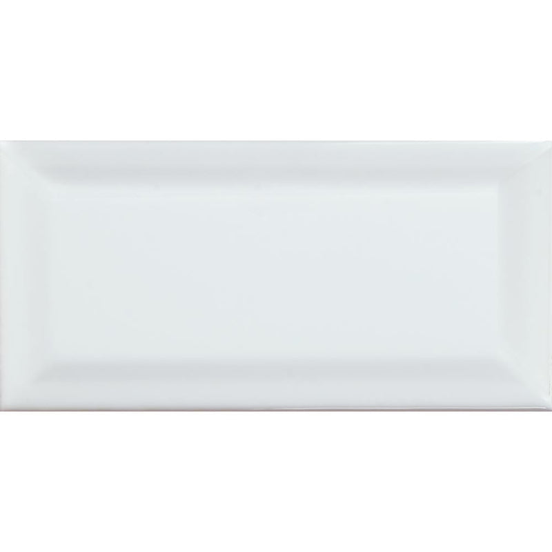 White glossy beveled 3x6 glazed ceramic wall tile msi collection NWHIGLO3X6BEV product shot one tile top view