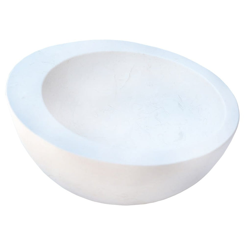 White Limestone Natural Stone Sloped Rim Above Vanity Bathroom Sink (D)16" Honed (D)16" (H1)6" (H2)8"  angle view