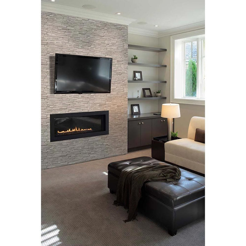 White oak 3D ledger corner 6X18 honed marble wall tile LPNLMWHIOAK618COR 3DH product shot wall view