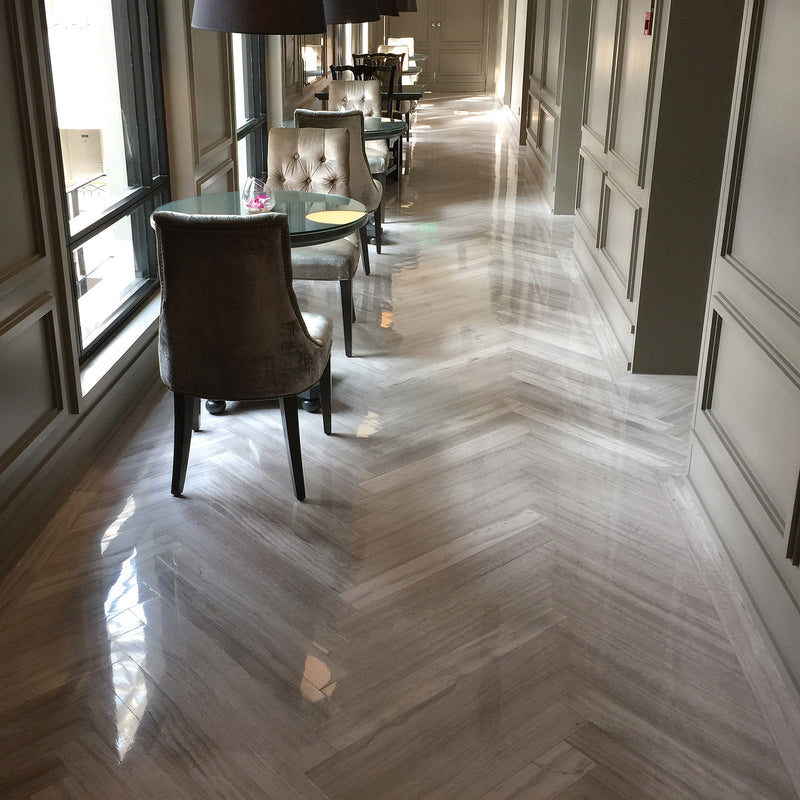 White oak honed marble floor and wall tile TWHTOAK6240.38H msi collection room shot hallway view