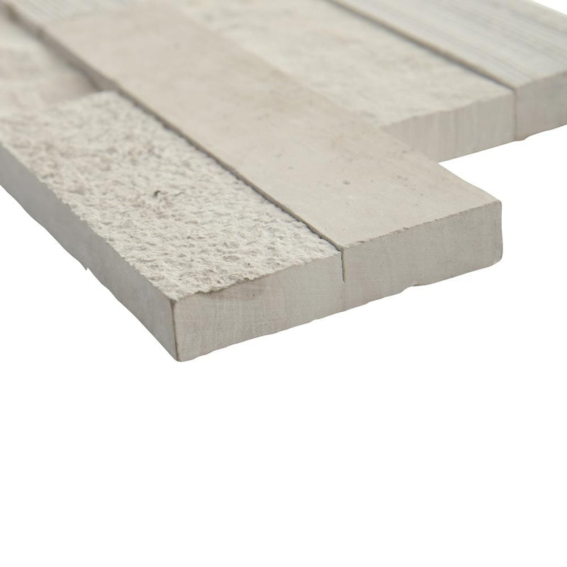 White oak ledger corner 6X18 multi finish marble wall tile LPNLMWHIOAK618COR MULTI product shot profile view