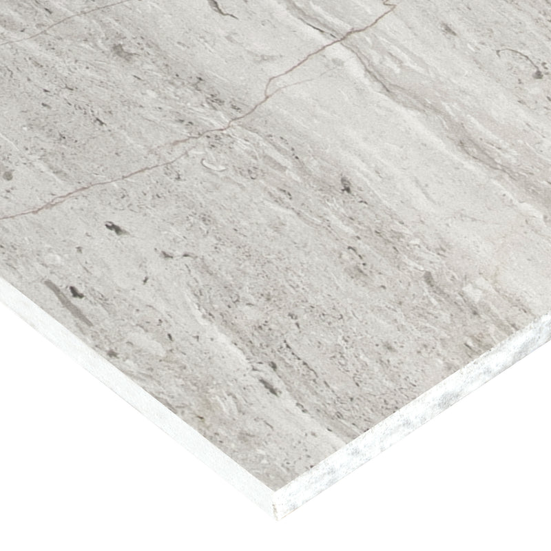 White oak polished marble floor and wall tile TWHTOAK12240.38P msi collection product shot profile view